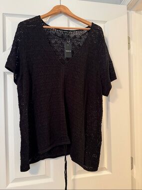 torrid Black Crochet V-Neck Pullover
